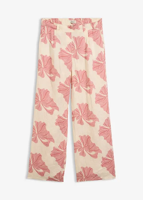 Pantaloni larghi in puro lino, bonprix