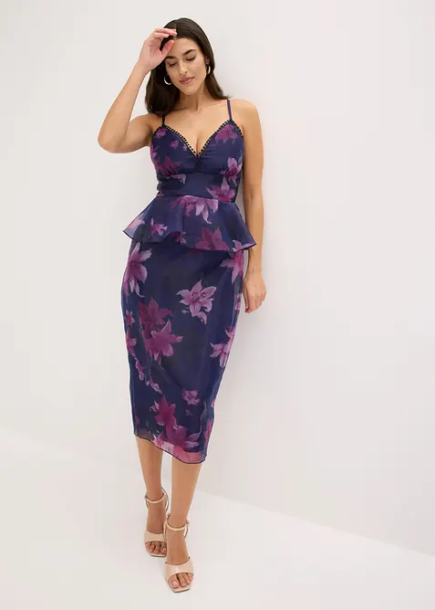 Abito da cocktail in tulle delicato con dettagli all'uncinetto, bonprix