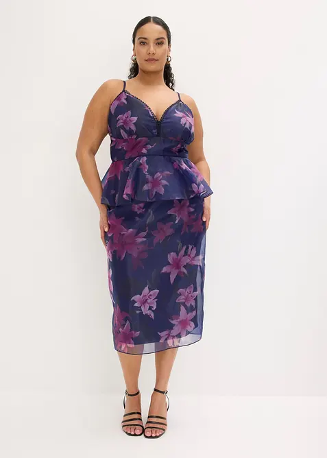 Abito da cocktail in tulle delicato con dettagli all'uncinetto, bonprix