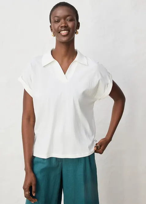 Polo dal taglio ampio con percentuale di seta, bonprix