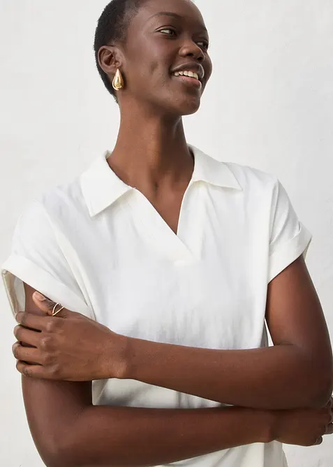 Polo dal taglio ampio con percentuale di seta, bonprix