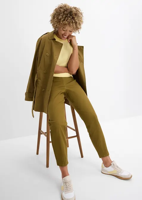 Pantaloni a palloncino in twill di misto cotone ed elastan, bonprix