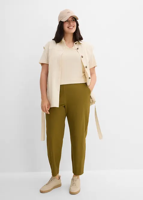 Pantaloni a palloncino in twill di misto cotone ed elastan, bonprix
