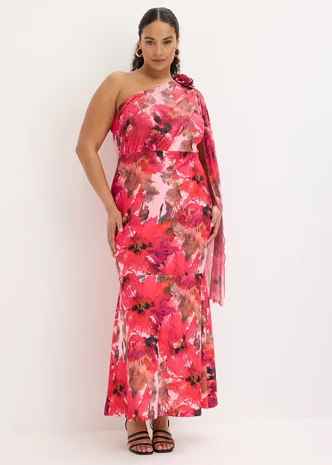 Abito da sera monospalla con applicazione floreale, bonprix