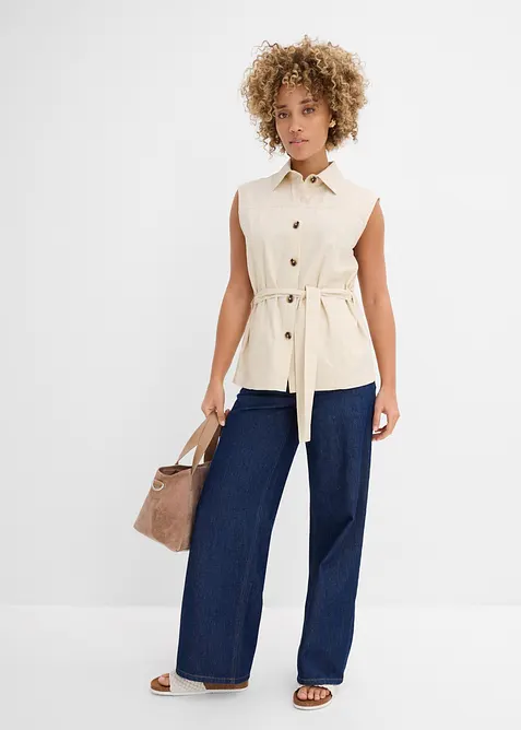 Gilet di cotone con cintura, bonprix