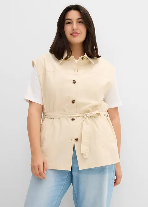 Gilet di cotone con cintura, bonprix