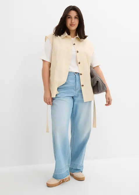 Gilet di cotone con cintura, bonprix