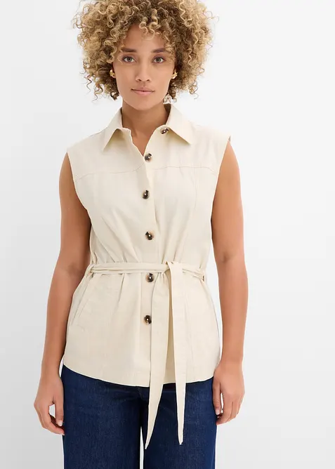 Gilet di cotone con cintura, bonprix