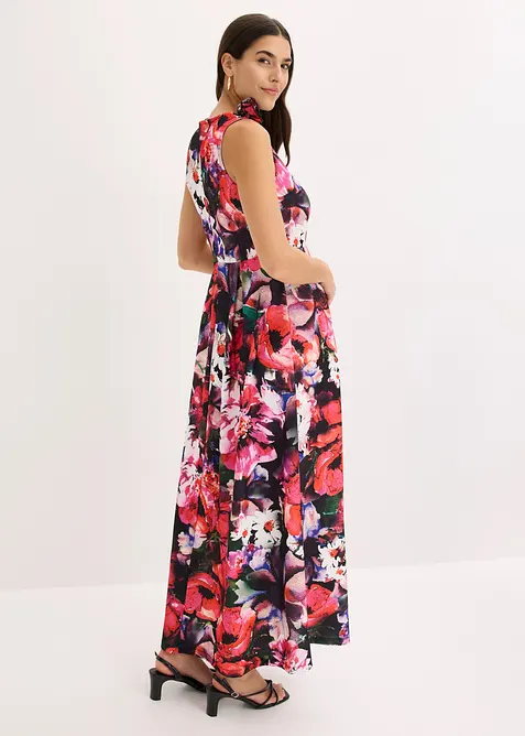 Abito da sera in cr&ecirc;pe operato con applicazione floreale, bonprix