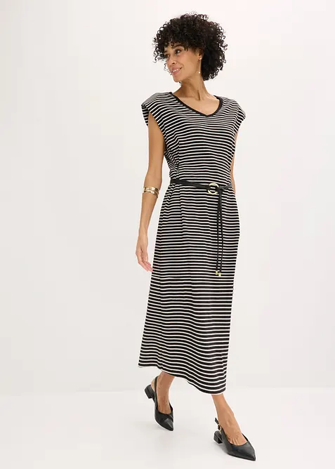 Abito di jersey a righe con vita regolabile, bonprix
