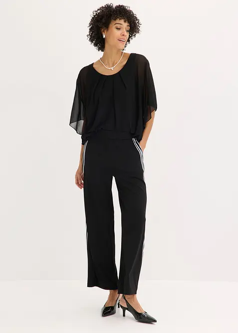 Pantaloni in jersey con bande laterali, bonprix