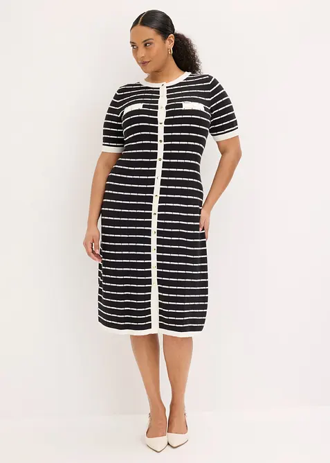 Abito in maglia di viscosa con bottoni, bonprix