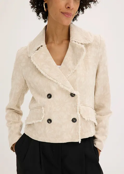 Giacca in jacquard di cotone con percentuale di lino, bonprix