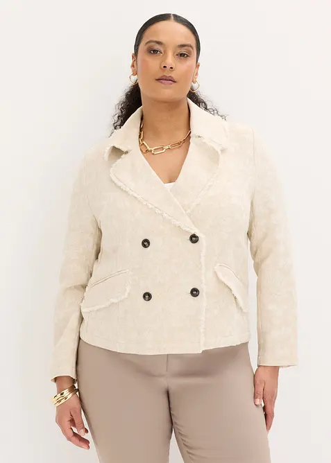 Giacca in jacquard di cotone con percentuale di lino, bonprix