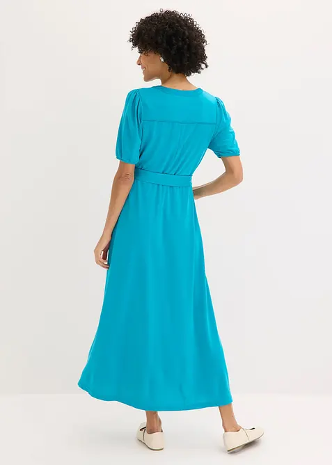 Abito midi in piquet di viscosa con cintura da annodare, bonprix