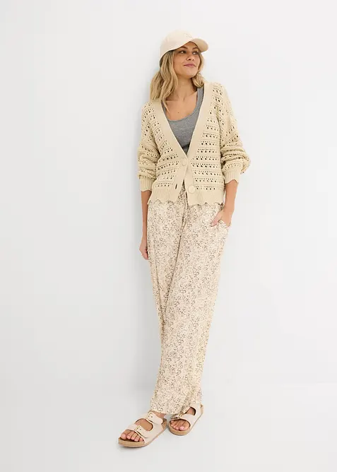Pantaloni con elastico in vita in viscosa fluente, bonprix