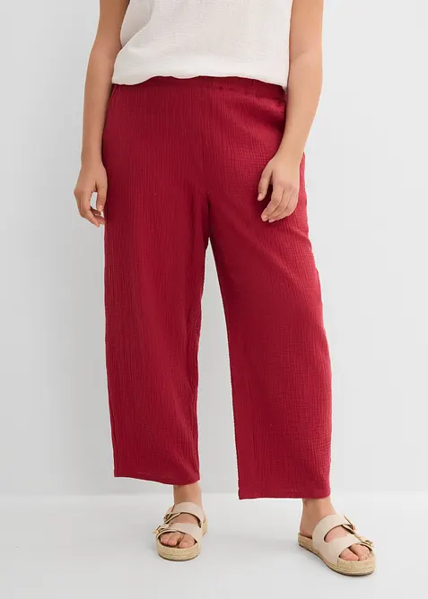 Pantaloni barrel in mussola di puro cotone, bonprix
