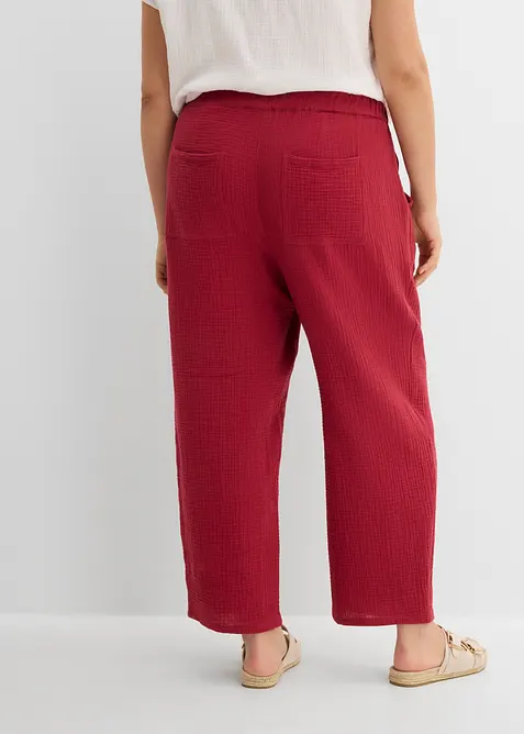 Pantaloni barrel in mussola di puro cotone, bonprix