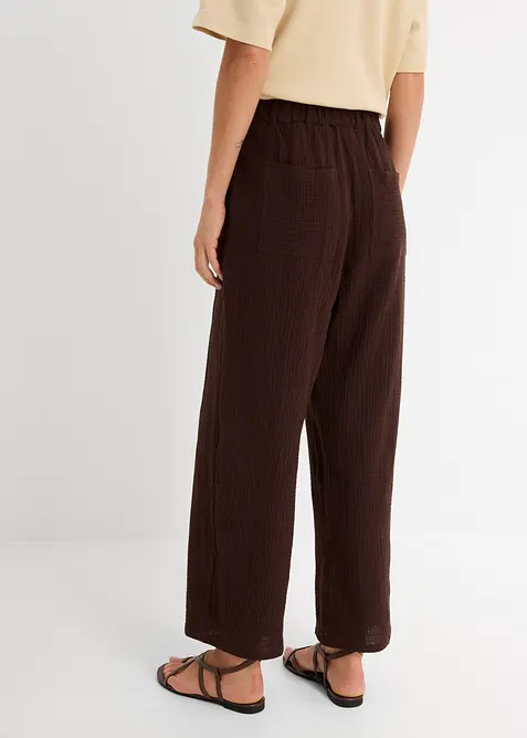 Pantaloni barrel in mussola di puro cotone, bonprix