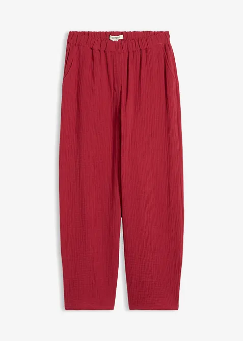 Pantaloni barrel in mussola di puro cotone, bonprix