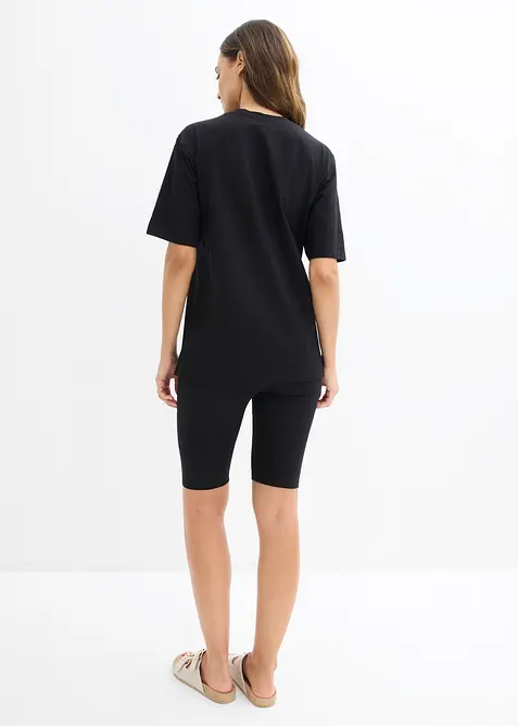 T-shirt e ciclisti in cotone elasticizzato (set 2 pezzi), bonprix