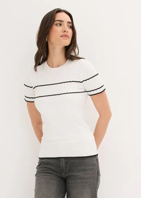 Maglione a maniche corte in misto cotone, bonprix