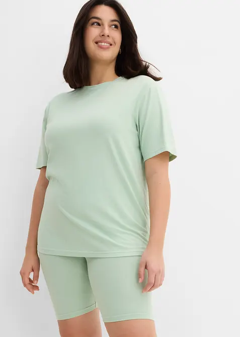 T-shirt e ciclisti in cotone elasticizzato (set 2 pezzi), bonprix