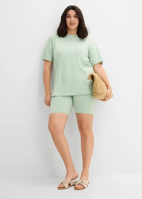 T-shirt e ciclisti in cotone elasticizzato (set 2 pezzi), bonprix