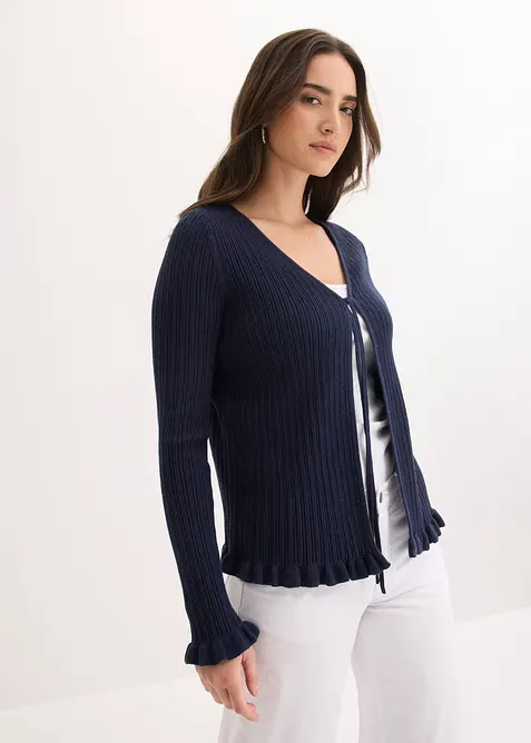 Cardigan in filato fine di misto cotone, bonprix