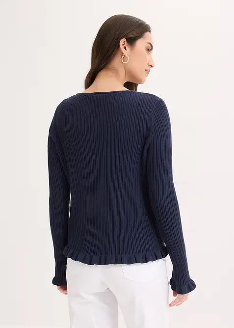 Cardigan in filato fine di misto cotone, bonprix