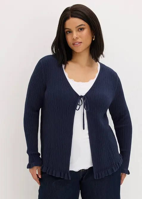 Cardigan in filato fine di misto cotone, bonprix