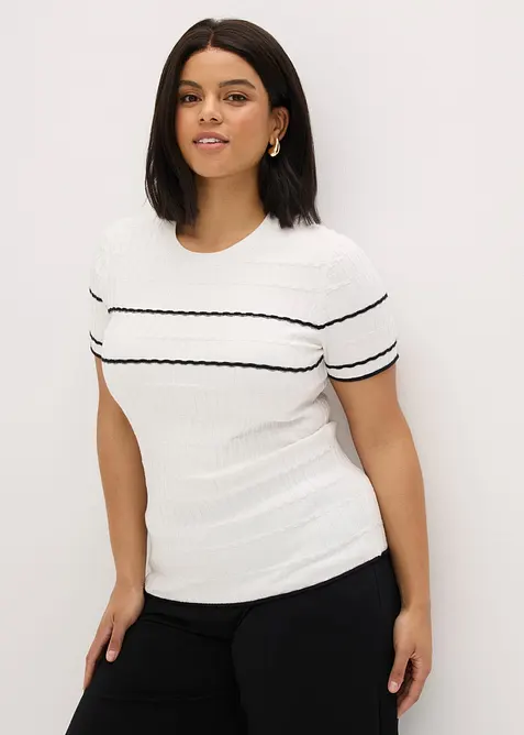 Maglione a maniche corte in misto cotone, bonprix