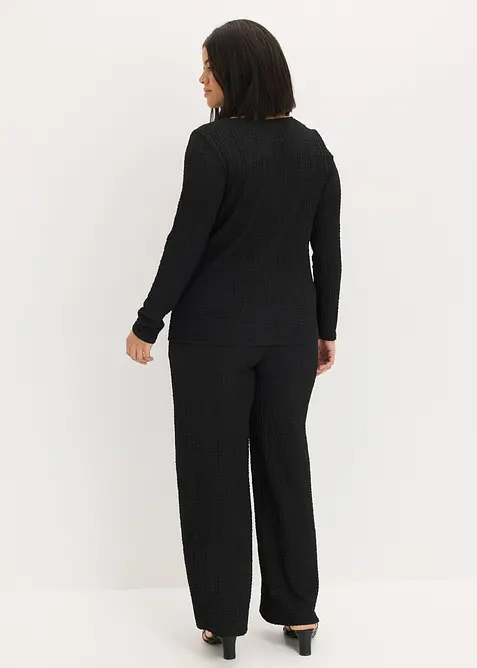 Maglia e pantaloni in cr&ecirc;pe operato (set 2 pezzi), bonprix