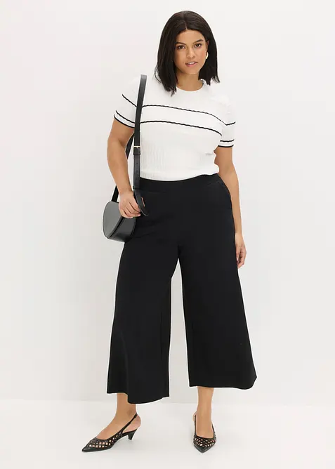 Maglione a maniche corte in misto cotone, bonprix