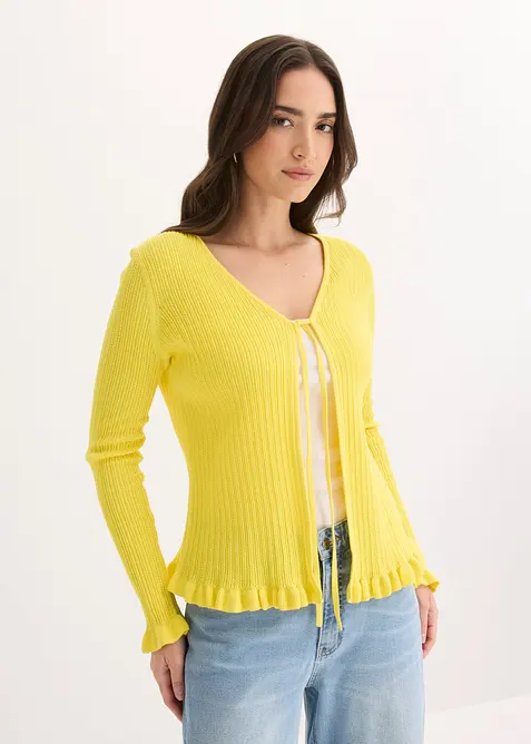 Cardigan in filato fine di misto cotone, bonprix