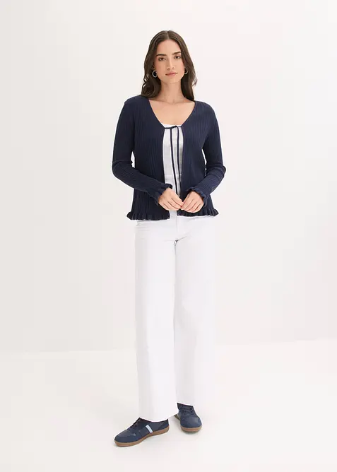 Cardigan in filato fine di misto cotone, bonprix