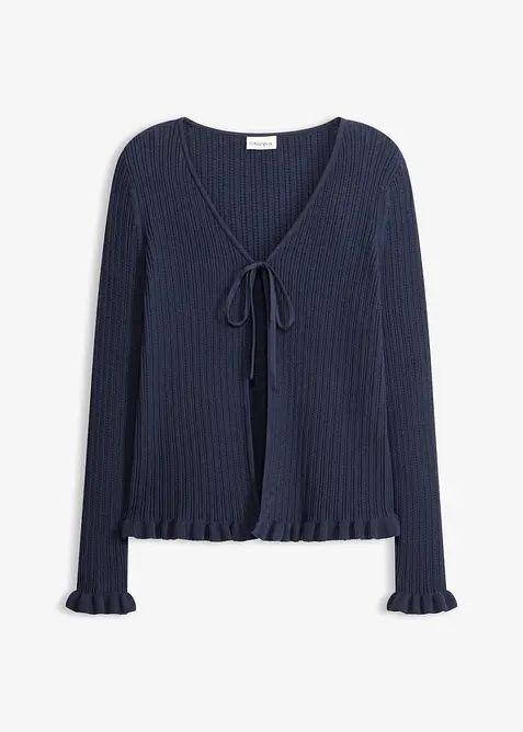 Cardigan in filato fine di misto cotone, bonprix