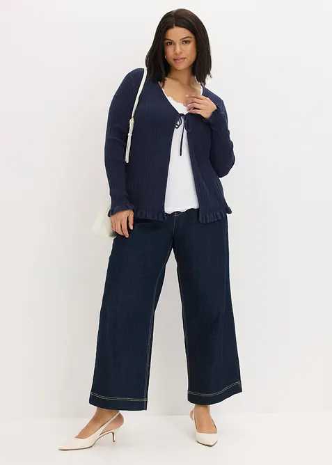 Cardigan in filato fine di misto cotone, bonprix