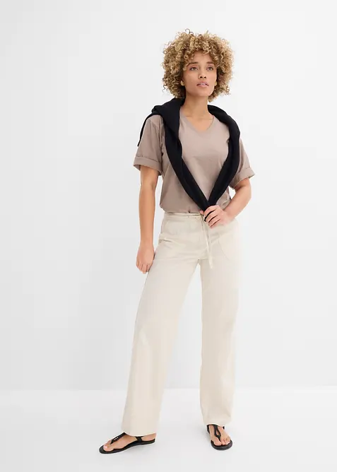 T-shirt boxy in filato fiammato di puro cotone biologico (pacco da 2), bonprix