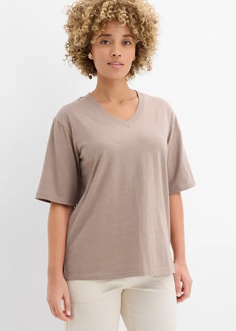 T-shirt boxy in filato fiammato di puro cotone biologico (pacco da 2), bonprix