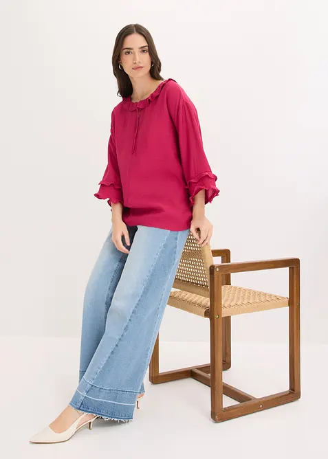 Blusa in stile boh&eacute;mien in misto viscosa fine, bonprix