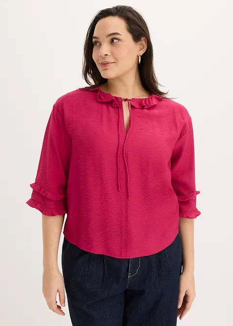 Blusa in stile boh&eacute;mien in misto viscosa fine, bonprix
