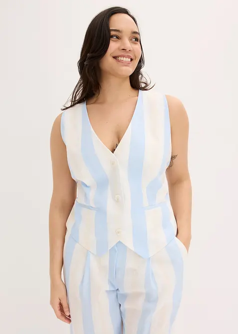 Blazer smanicato effetto lino, bonprix