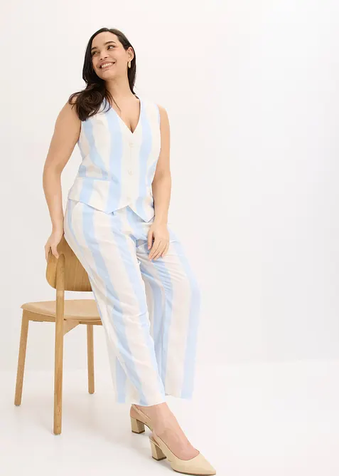 Blazer smanicato effetto lino, bonprix