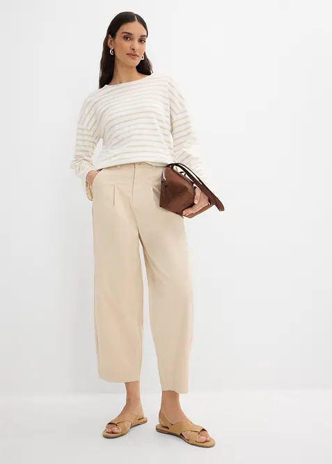 Pantaloni culotte leggeri in twill con effetto palloncino, bonprix