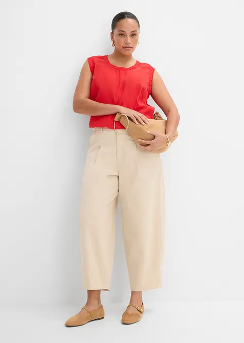 Pantaloni culotte leggeri in twill con effetto palloncino, bonprix