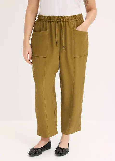 Pantaloni larghi in misto viscosa strutturato, bonprix
