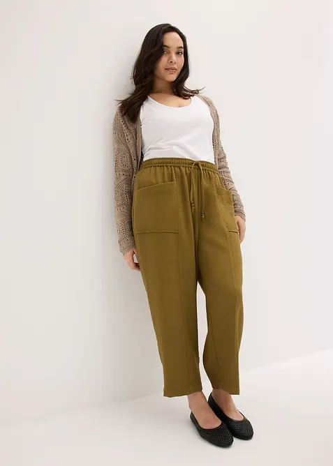Pantaloni larghi in misto viscosa strutturato, bonprix