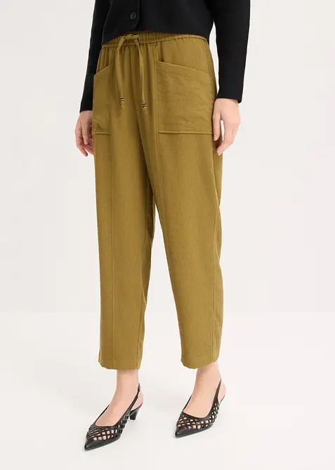 Pantaloni larghi in misto viscosa strutturato, bonprix