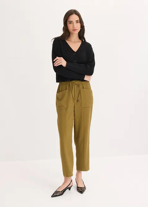 Pantaloni larghi in misto viscosa strutturato, bonprix